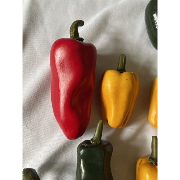 Set Of Decorative Faux Peppers In Red Yellow & Green - Picture 9 of 14